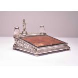 An unusual Elkington & Co silver plated desk standish-cum-writing slope