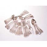 A collection of silver Fiddle pattern flatware