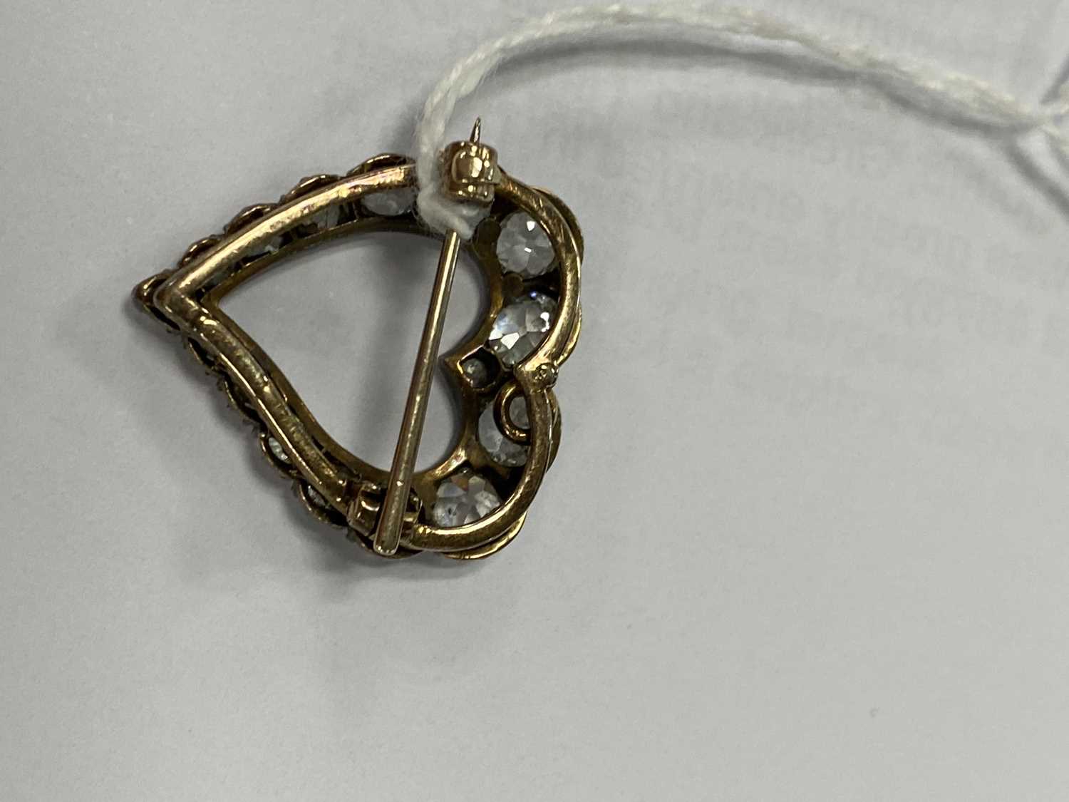 A late 19th century old cut diamond Witches heart brooch - Image 2 of 3