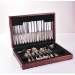 A cased canteen of Victorian Fiddle pattern silver flatware