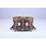 A Continental tortoiseshell and cameo inset gilt metal mounted jewellery casket