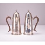 A George V Queen Anne style silver coffee pot and hot water jug