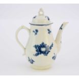 A rare and early Caughley 'Stalked Fruit' coffee pot and cover, circa 1775-78