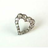 A late 19th century old cut diamond Witches heart brooch