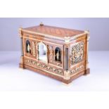 A Continental Louis XV style parquetry and gilt metal mounted tabletop music box