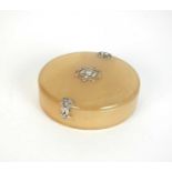 A French early 20th century platinum and diamond mounted agate box