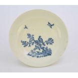 An unusual Caughley 'Birds in Branches' saucer dish, circa 1780-85
