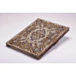 A French brass, white-metal and bone inlaid rosewood desk folio