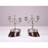 A pair of 19th century silver plated horses hoof candelabra