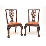 A set of 6, 1920s, Chippendale style, dining chairs