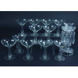 Waterford Crystal candelabra and eleven champagne saucers