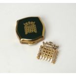A 9ct gold Portcullis Houses of Parliament brooch