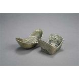 Two Chinese sycee ingots and two Chinese gilt ingots (4)