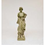 A cast stone garden statue of a classical maiden