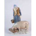 Bing and Grondahl figure of an elderly woman with a pig