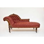 A Victorian inlaid rosewood chaise