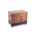 A plain Chinese cedar wood chest on stand