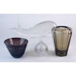 An Eda Glasbruk vase together with three pieces of Kosta glass