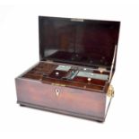 A late Victorian rosewood travelling stationery box