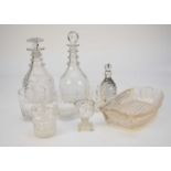 Group of George III glassware including two decanters