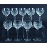 Nine Waterford Crystal Colleen hock wine glasses