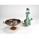 A Goebel Art Deco figure and a Vienna-style comport dish