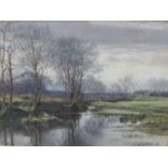 Thomas Greenhalgh (1848-1906) a tranquil river landscape, watercolour