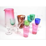 A group of Victorian glassware including Bohemian flashed ruby vase