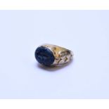 A 19th century lapis lazuli intaglio ring