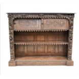 A late 19th century, Flemish, stained oak, open bookcase
