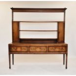 A late18th century cross-banded oak dresser and rack