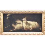 British School, 18th/19th century , study of two goats, oil, 28 x 56cm