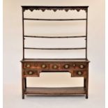An early 19th century South Wales oak dresser and rack