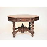 A Victorian oak, octagonal library table