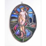 An Arts and Crafts stained glass panel by Charles O'Neill, nude female