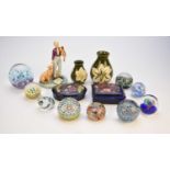 Moorcroft, Royal Doulton and glass paperweights