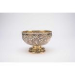 A Victorian embossed silver pedestal bowl