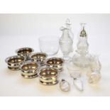 George III glassware, bottle coasters, Davenport basket etc