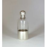 A Victorian silver mounted glass hip flask,