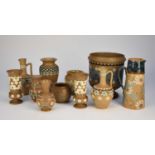 A group of Royal Doulton and Doulton Lambeth silicon and other stoneware vases and jugs (13)