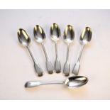 A set of six Victorian Fiddle and Thread pattern silver tablespoons