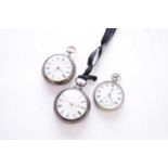 Two 19th century silver and one base metal open face pocket watches