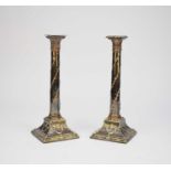 A pair of silver plated candlesticks