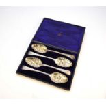 A cased set of four George III silver spoons