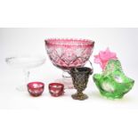 Webb Corbett punch bowl set and other glass
