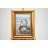 Tony Sheath (British, 1946-), women on a seashore, oil, 45 x 32.5cm