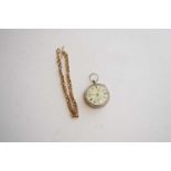 A Silver open face pocket watch and a 9ct gold fancy link watch chain