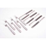 A set of twelve Chinese silver knives and forks, Zee Wo