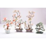 A collection of six Chinese hardstone models of trees