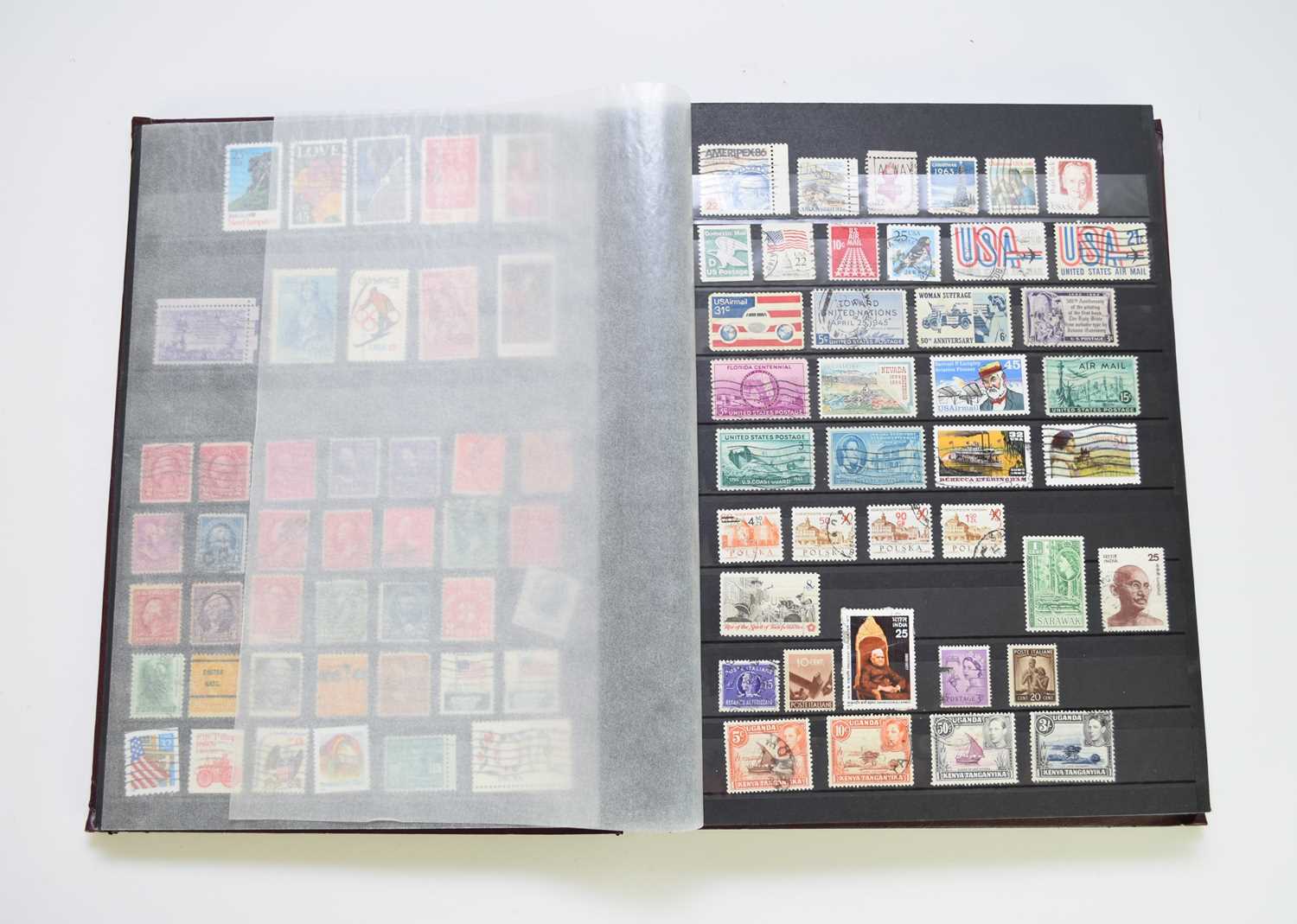 World mix of stamps in burgundy stock book - Image 2 of 3